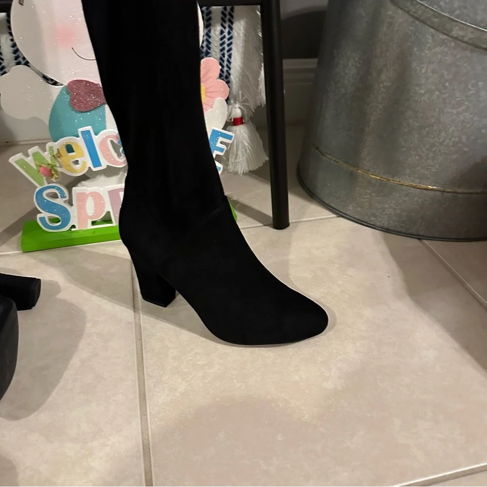 Call It Spring Over the Knee Boots Black Block Heel 8 NWOB